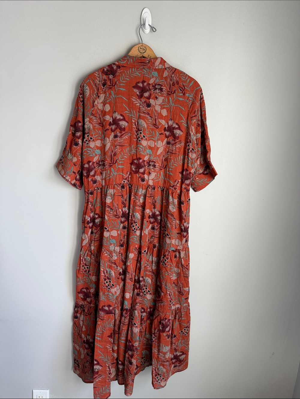 Natural Life Rebecca Midi Dress Orange Tropical Floral Large - Picture 3 of 7